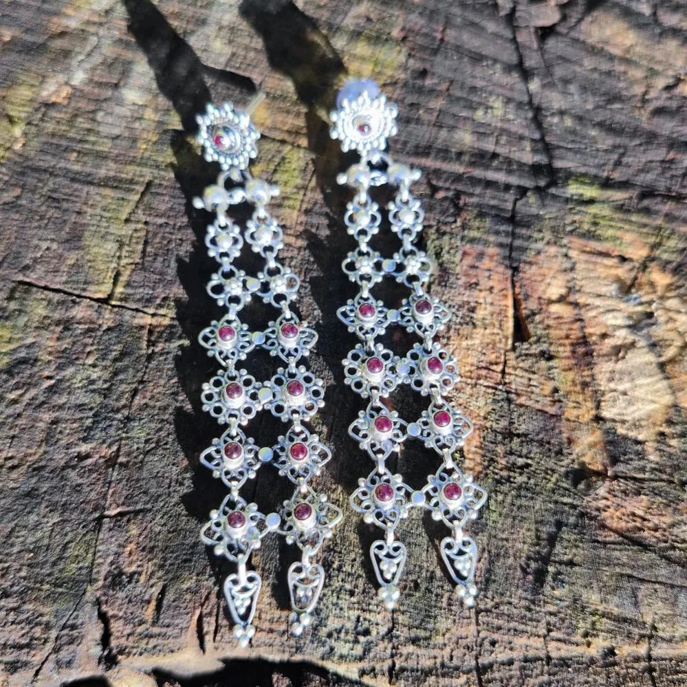 Ethnische Ohrringe aus 925er Silberstein - PHALODI