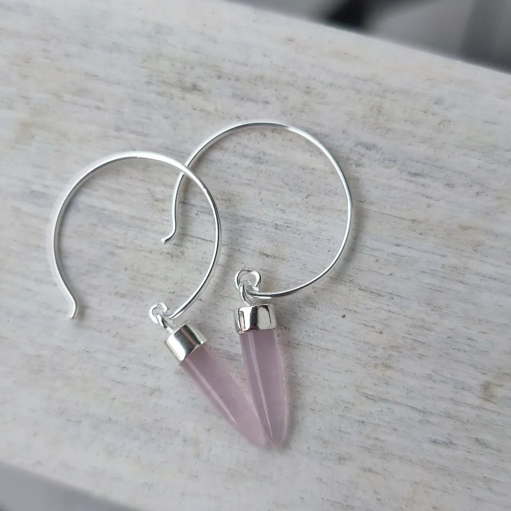 Handmade 925 Silver Earrings with Stone - SHVIPURI