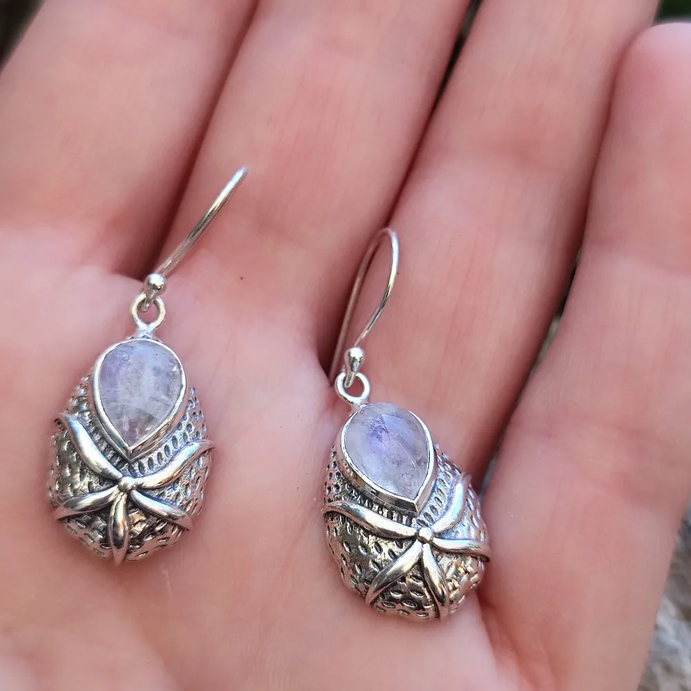 Ethnische Mondsteinohrringe aus 925er Silber - SIDAGPUR