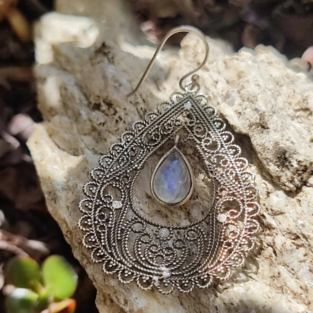 Ethnische Ohrringe aus 925er Silberstein - VENKA