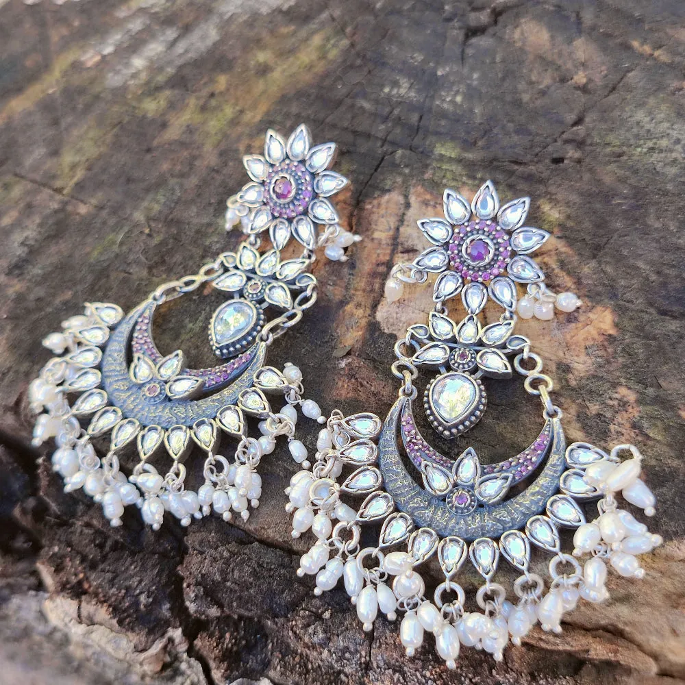 Ethnische Ohrringe aus 925er Silberstein - AJMAL