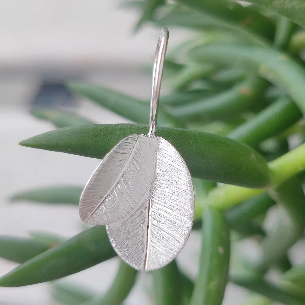 925 silver satin leaf EARRINGS - LEAF
