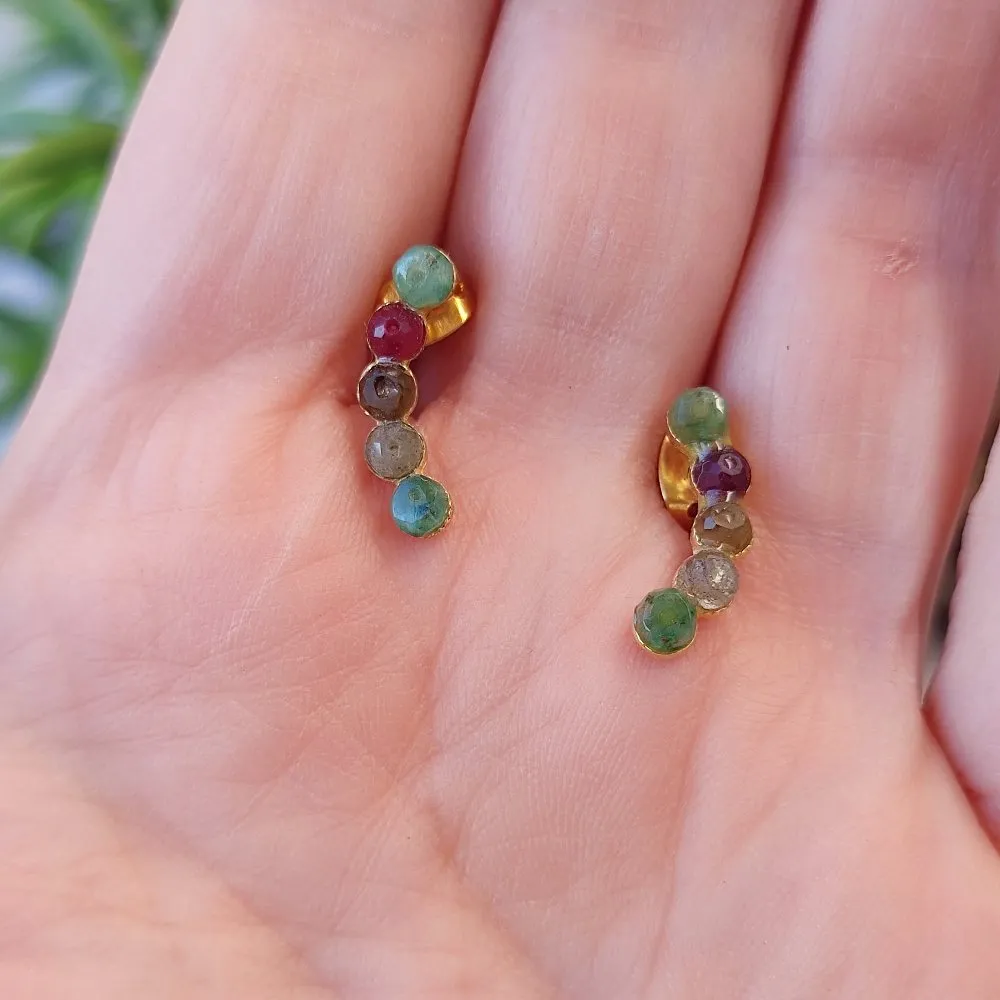 EARRINGS with stone in gold plated silver - ATAGHAT