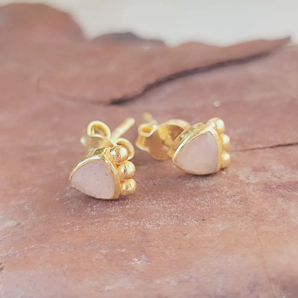 925 Silver Gold Plated Earrings with Stone - KOIRA