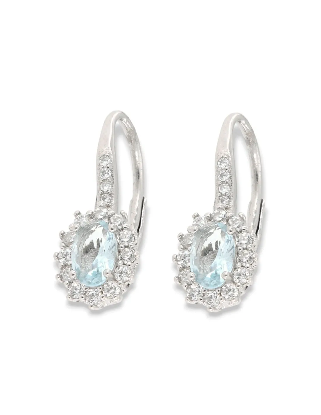 Orecchini Argento Rodiato Monachina Celeste 6x4MM