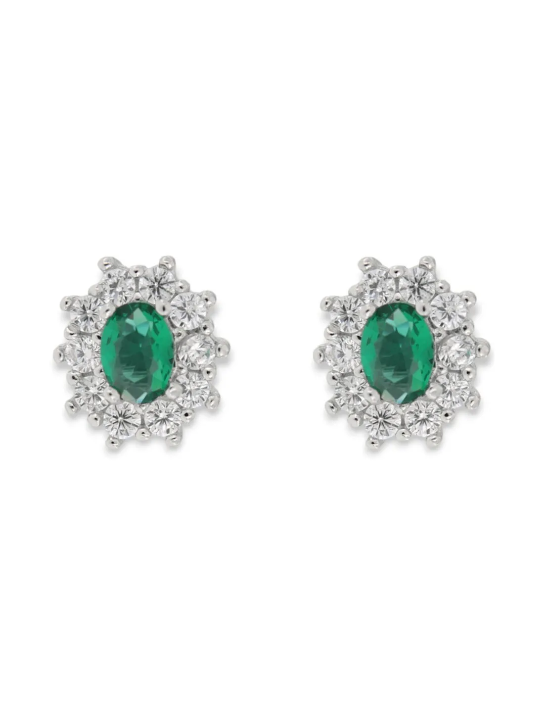 Orecchini Argento Rodiato Principessa Verde 4x3MM