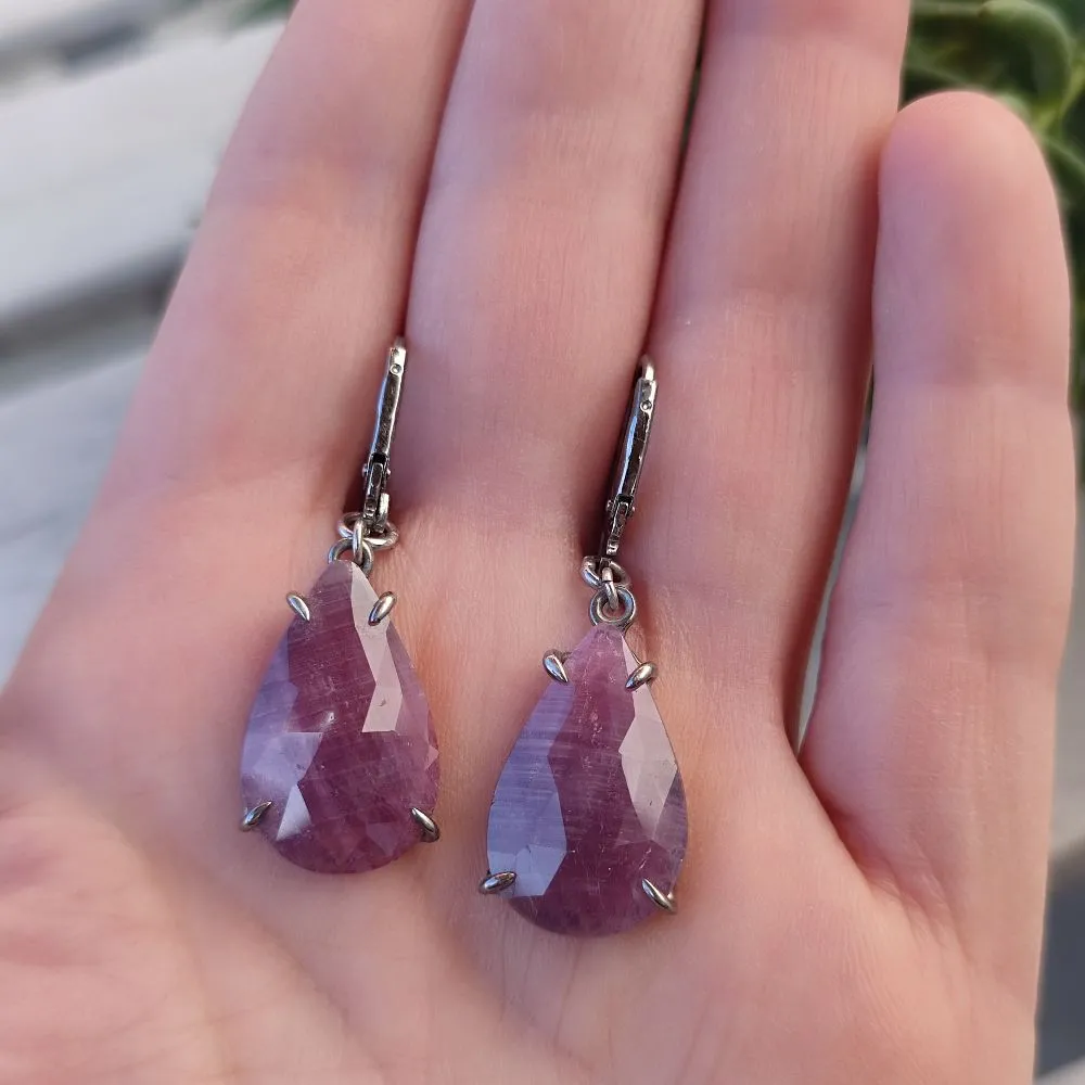 925 Rose Silver Earrings with SAPPHIRE - GISELLE