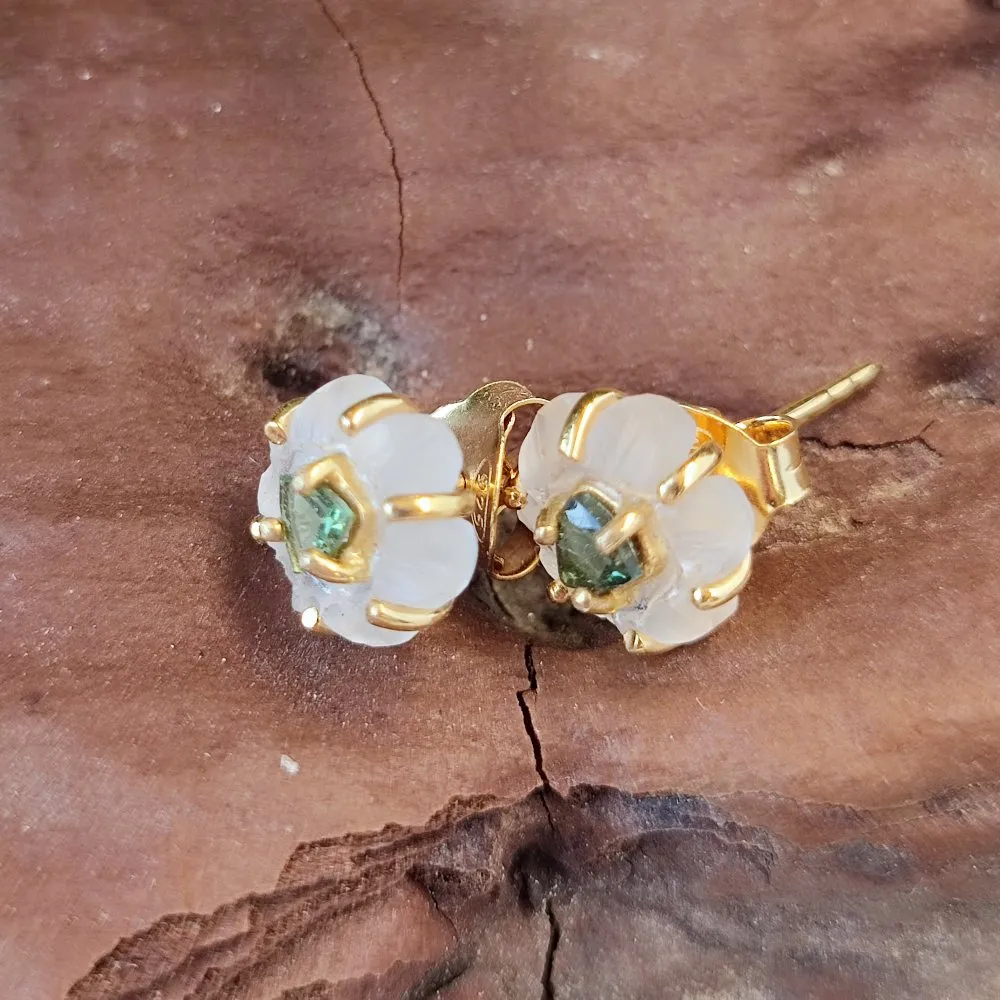 Gold 925 Silver Earrings with Stone - BALANI