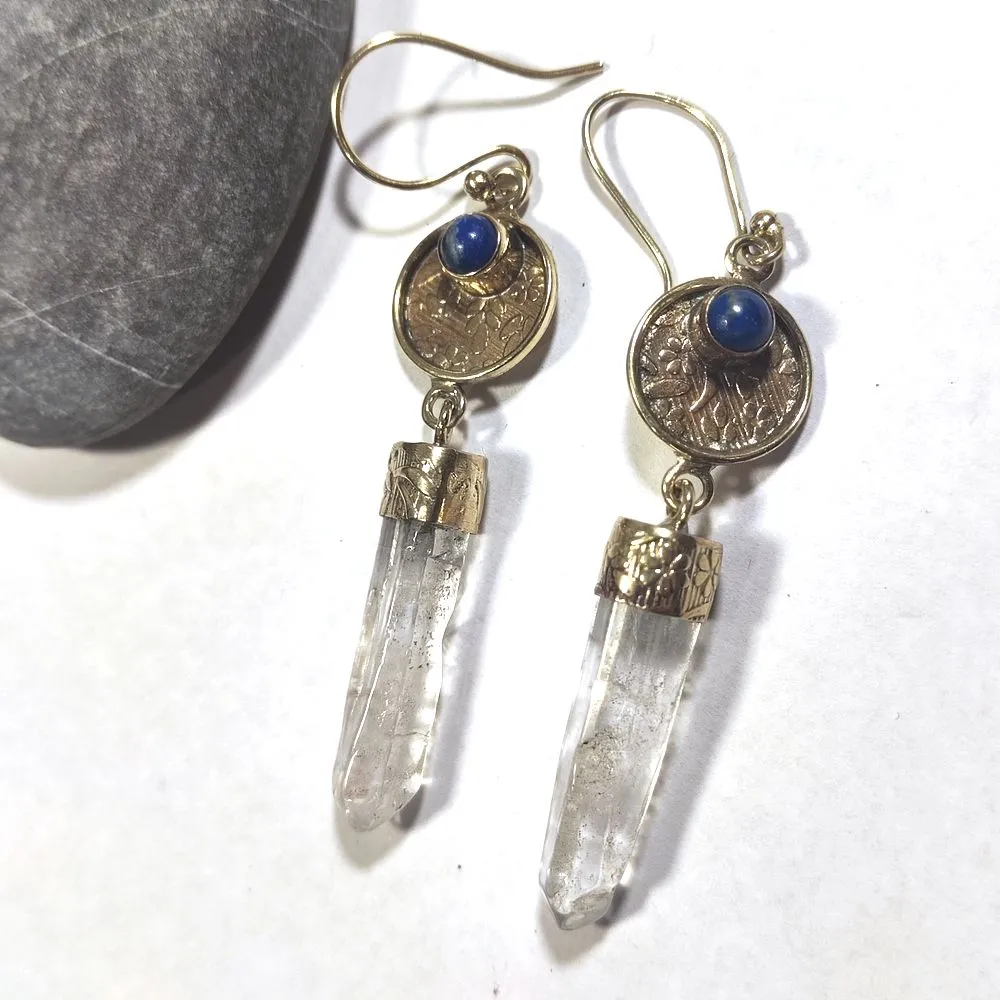 Ethnic Indian Brass Stone Earrings - SHUMARA