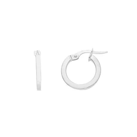 Orecchini Cerchi Oro Bianco 9kt Canna Quadrata
