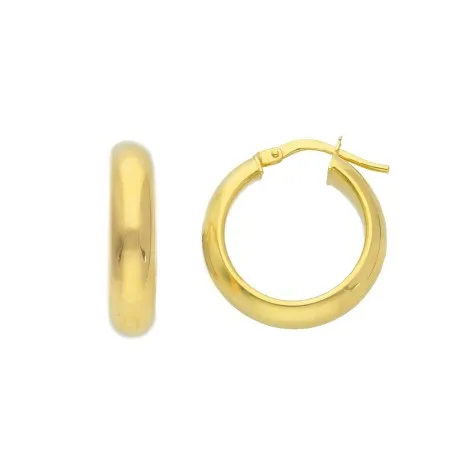 Orecchini Cerchi Oro Giallo 9kt Bombati Lisci