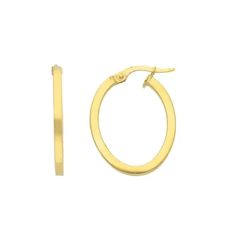 Orecchini Cerchi Ovali Oro Giallo 9k Canna Quadrata