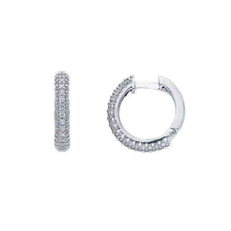 Orecchini Cerchietto Oro Bianco 9kt Zirconi