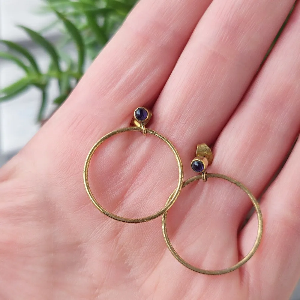 Indian Ethnic Brass Stone Earrings - REMUNEA