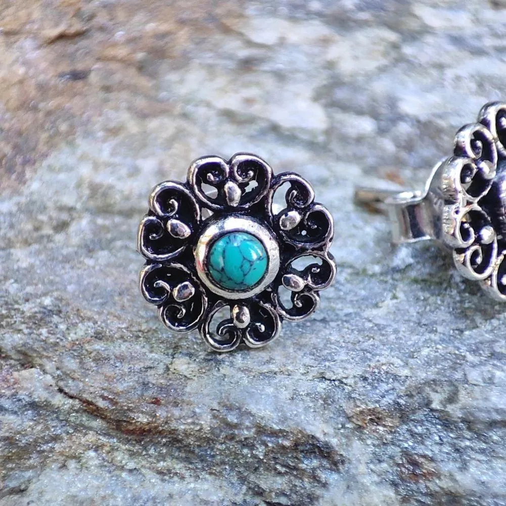 Ethnic EARRINGS with stone in 925 silver - BABU