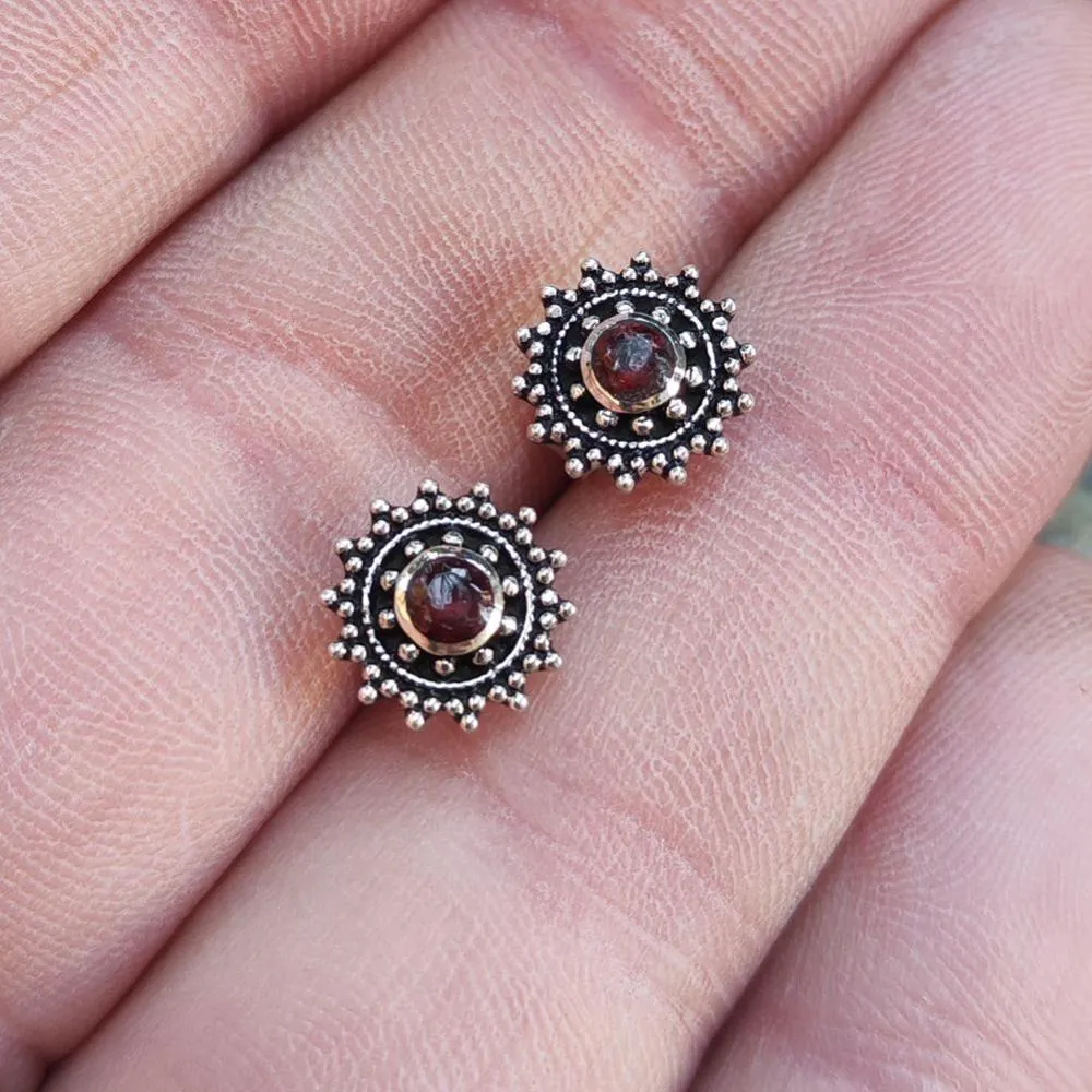 Ethnic EARRINGS with stone in 925 silver - CHOTA