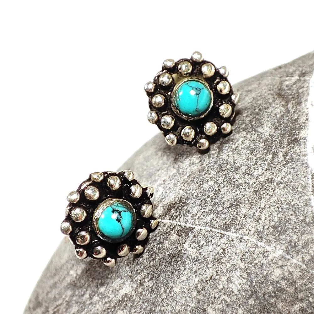 EARRINGS for lobe with stone in 925 silver - OPAL