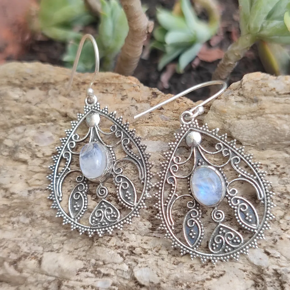 Handmade 925 Silver Earrings with Stone - AKYA