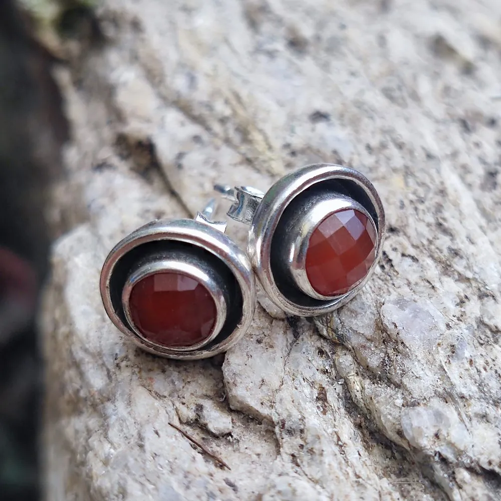 Ethnic EARRINGS with stone in 925 silver - KOTNA