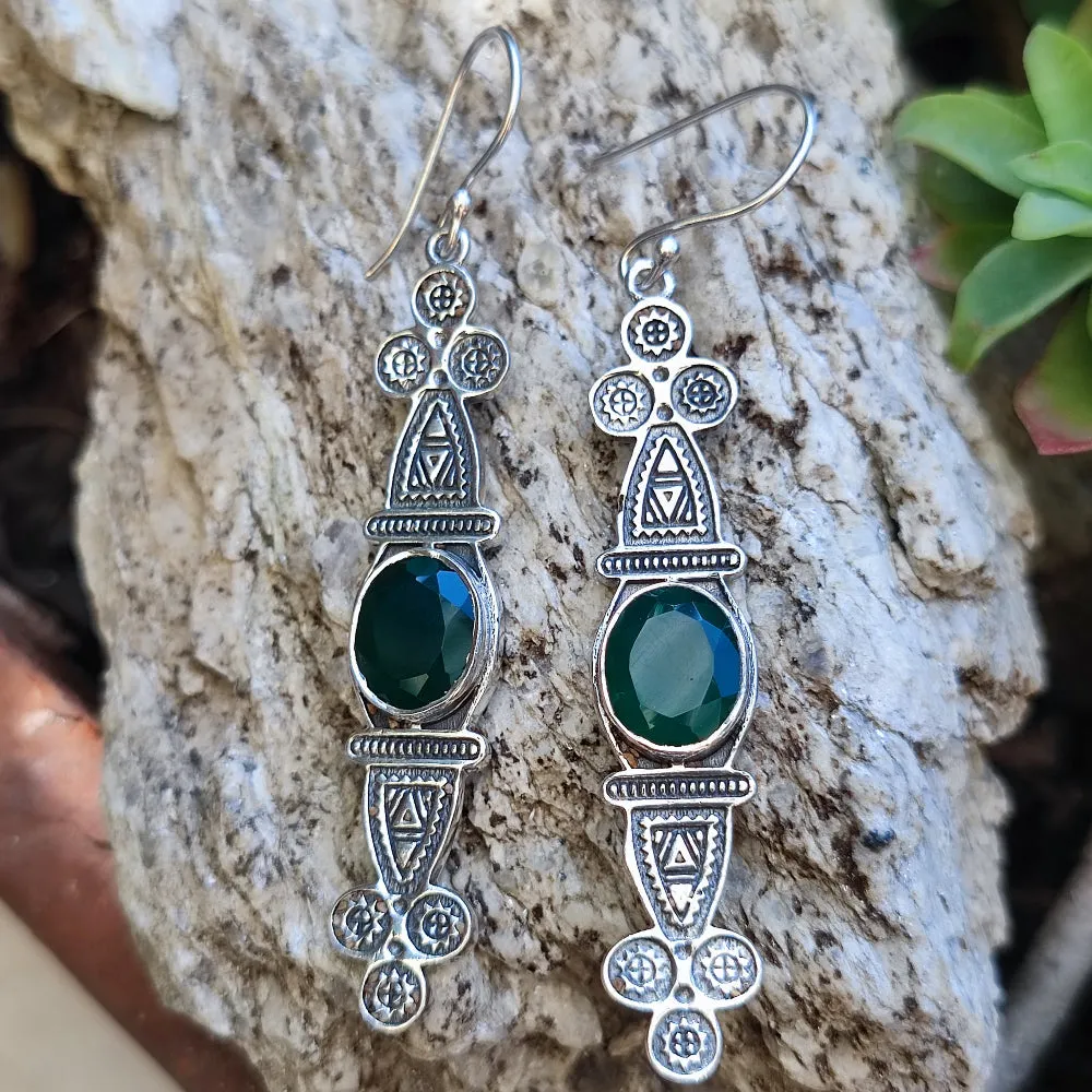 Ethnische Ohrringe aus 925er Silberstein - SAIR