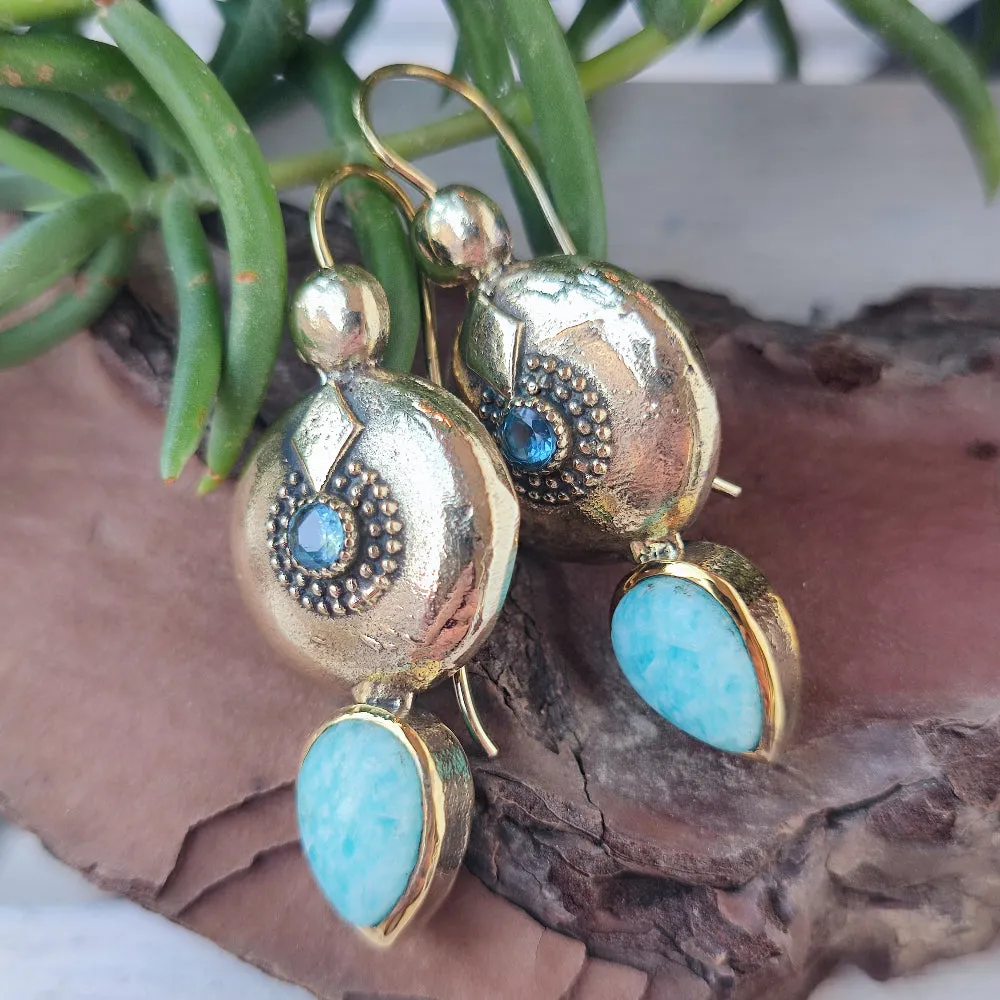 Ethnic Indian Brass Stone Earrings - HULSOOR