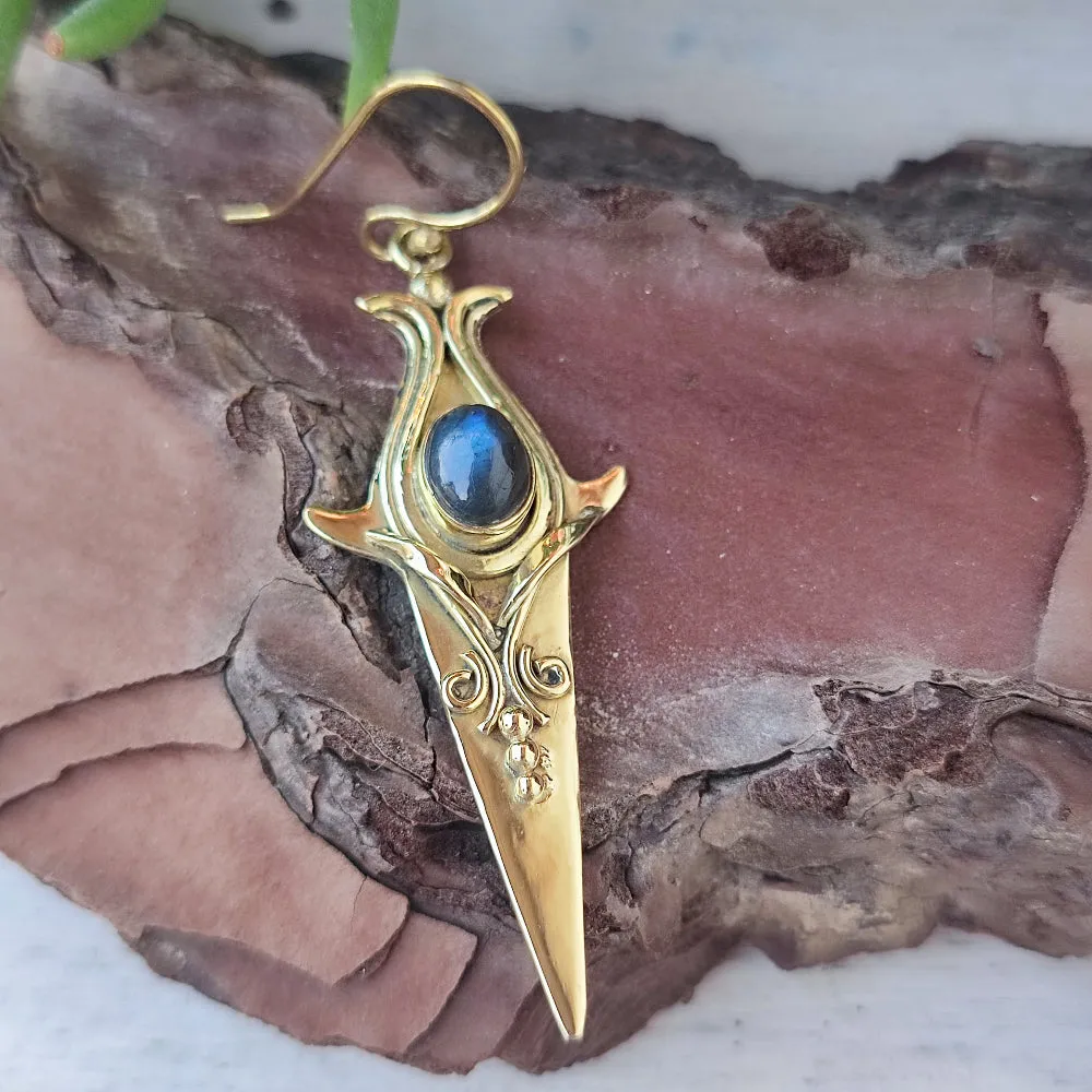 Ethnic Brass Earrings with Stone - REETOP