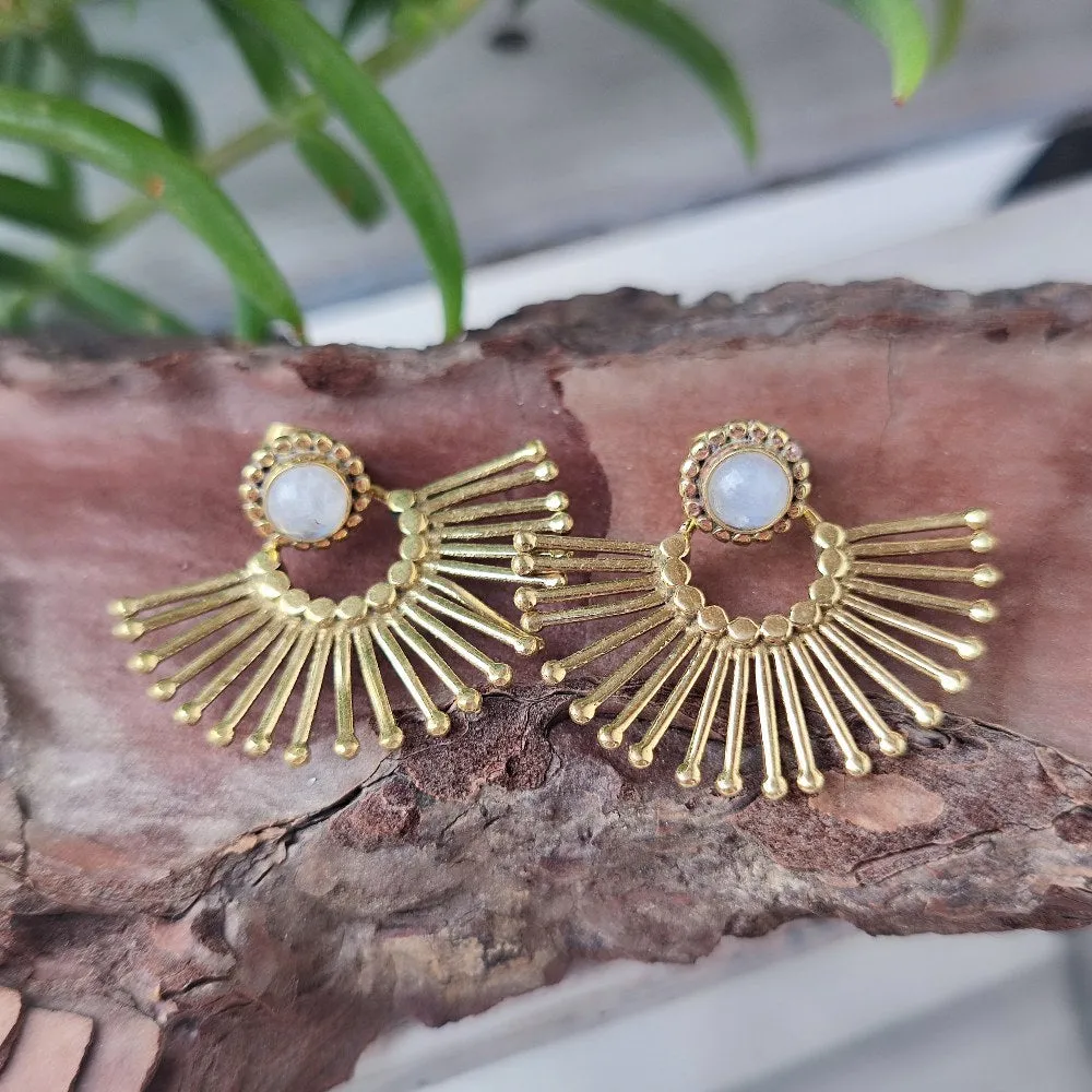 Ethnic Indian Brass Stone Earrings - SALUA