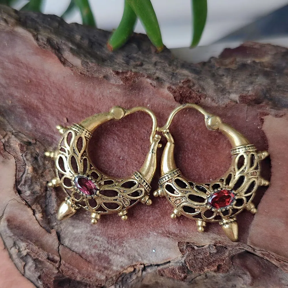 Indian Ethnic Earrings in Brass Stone - SIMILPAL