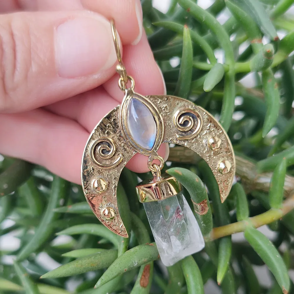 Ethnic brass earrings with stone - SULTANA