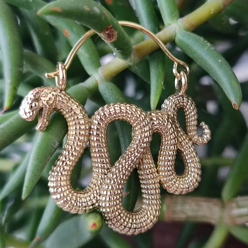 Indian Brass Snake Earrings - DHANLA