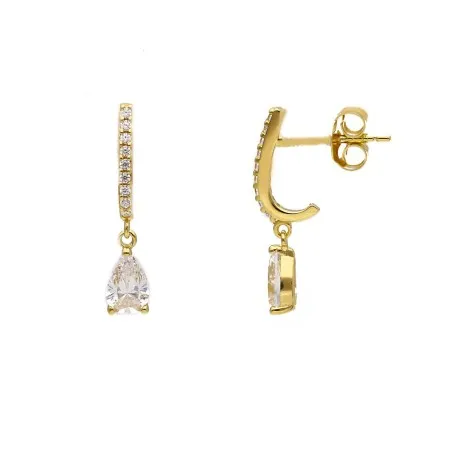 Orecchini Goccia Pendente Oro Giallo 18kt Zirconi