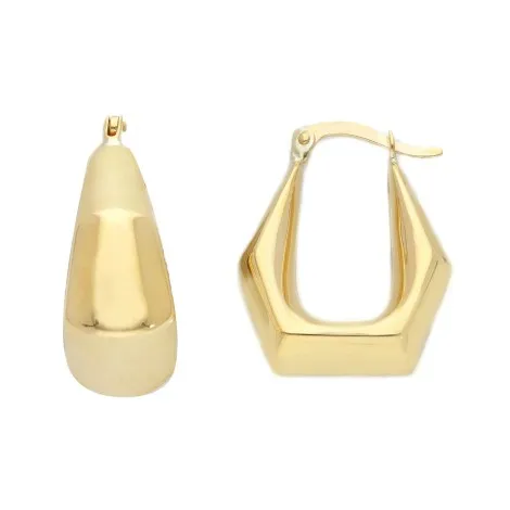 Orecchini Lati Sfaccettati Oro Giallo 9kt