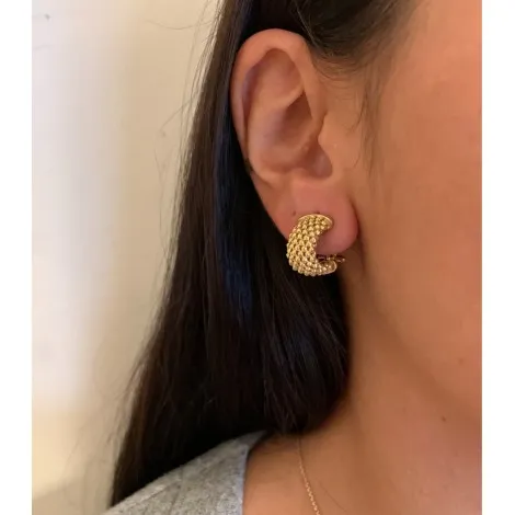 Orecchini Lobo Modello Lavorato In Argento 925