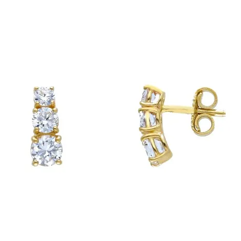 Orecchini Lobo Oro Giallo 9kt Zircone Bianco