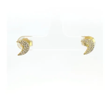 Orecchini Luna Argento 925 Zirconi Bianchi