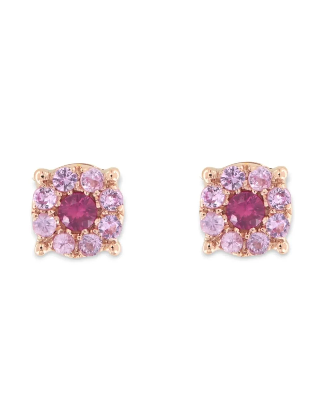 Orecchini Oro Rosa Rubini 0,26Ct Zaffiri 0,50Ct
