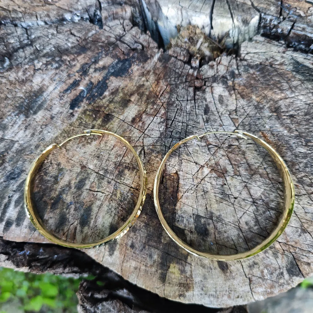 HANOO Polished Brass Hoop Earrings