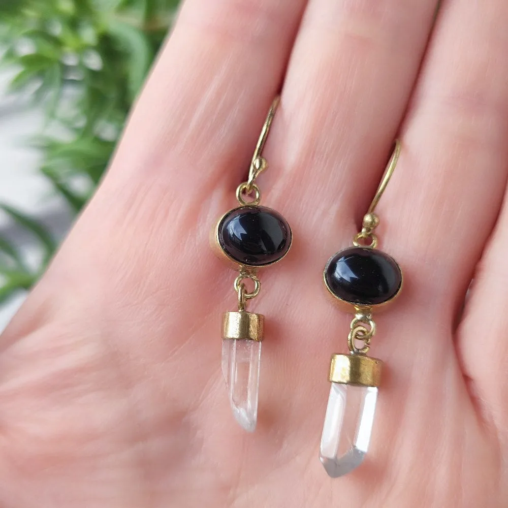 Ethnic Indian Brass Stone Earrings - DANTAN