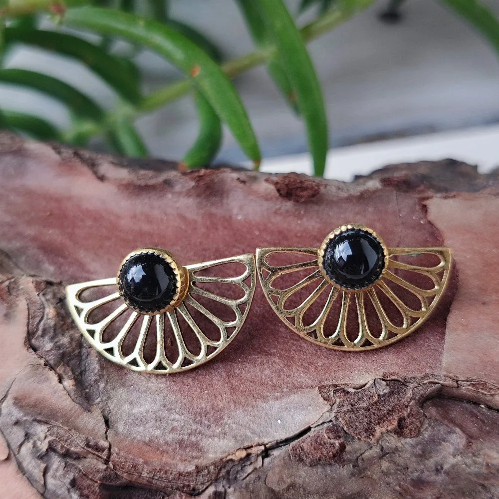 Ethnic Indian Brass Stone Earrings - KHUARD