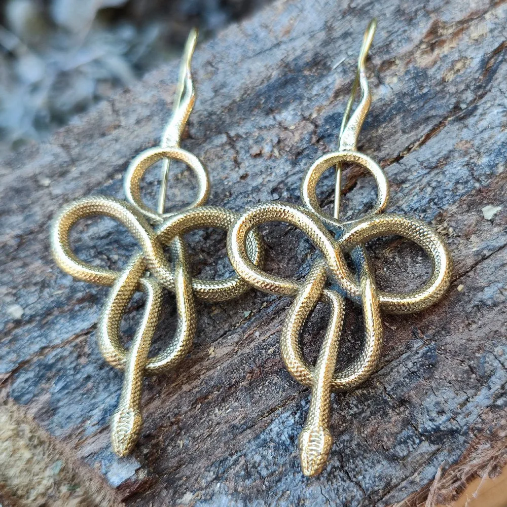 WAMAN ORECCHINI indiani con serpenti in ottone
