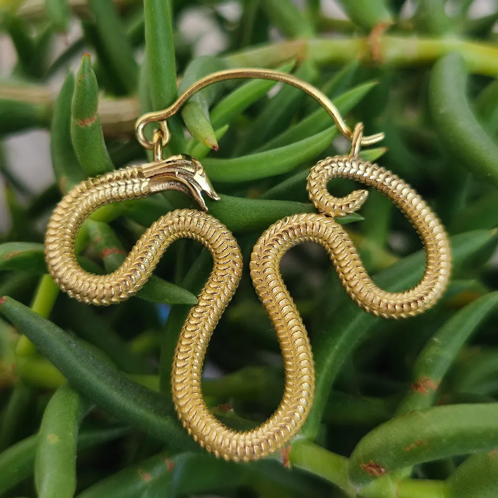 Indian Brass Snake Earrings - NAMAKKAL