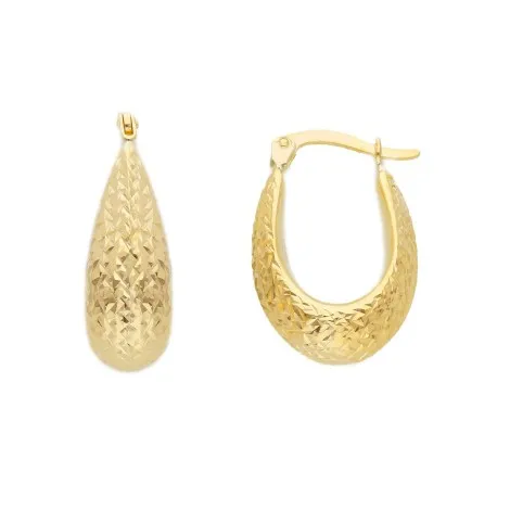 Orecchini Ovali Effetto Diamantato Oro Giallo 9kt