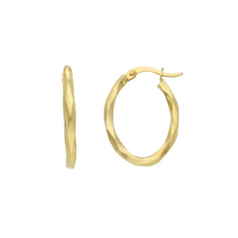Orecchini Ovali Lavorati Oro Giallo 9kt