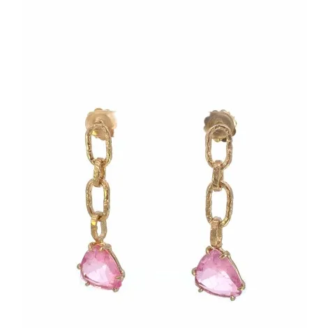 Orecchini Pendenti Argento Dorato Tormalina Rosa ORM19-6A