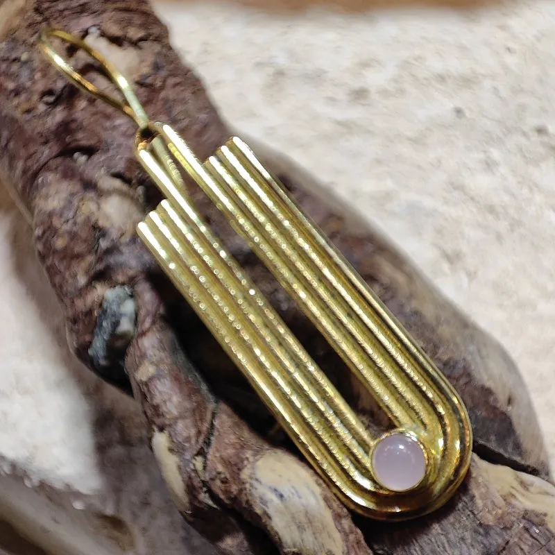 Ethnic brass earrings with stone - DEEGA