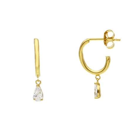 Orecchini Semi Cerchio Oro Giallo 18kt Zirconi Bianchi