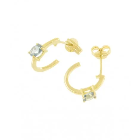 Orecchini Semi Cerchio Raggi Oro Giallo 9kt Topazio Azzurro 9V/9PS52778
