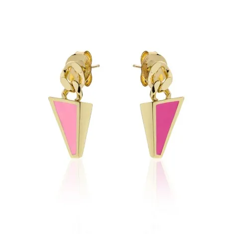 Orecchini Unoaerre Smalto Rosa Bronzo Dorato