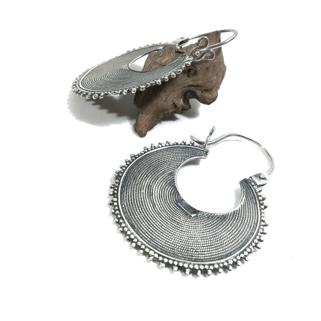 ORECCHINI etnici in argento 925 da lobo | ORECCHINI cerchio