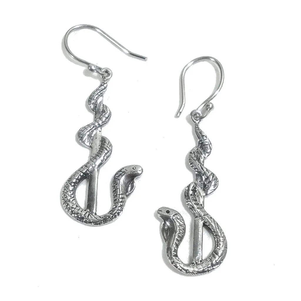 Caduceo | Asclepio | ORECCHINI etnici argento 925 artigianali | ORECCHINI etnici